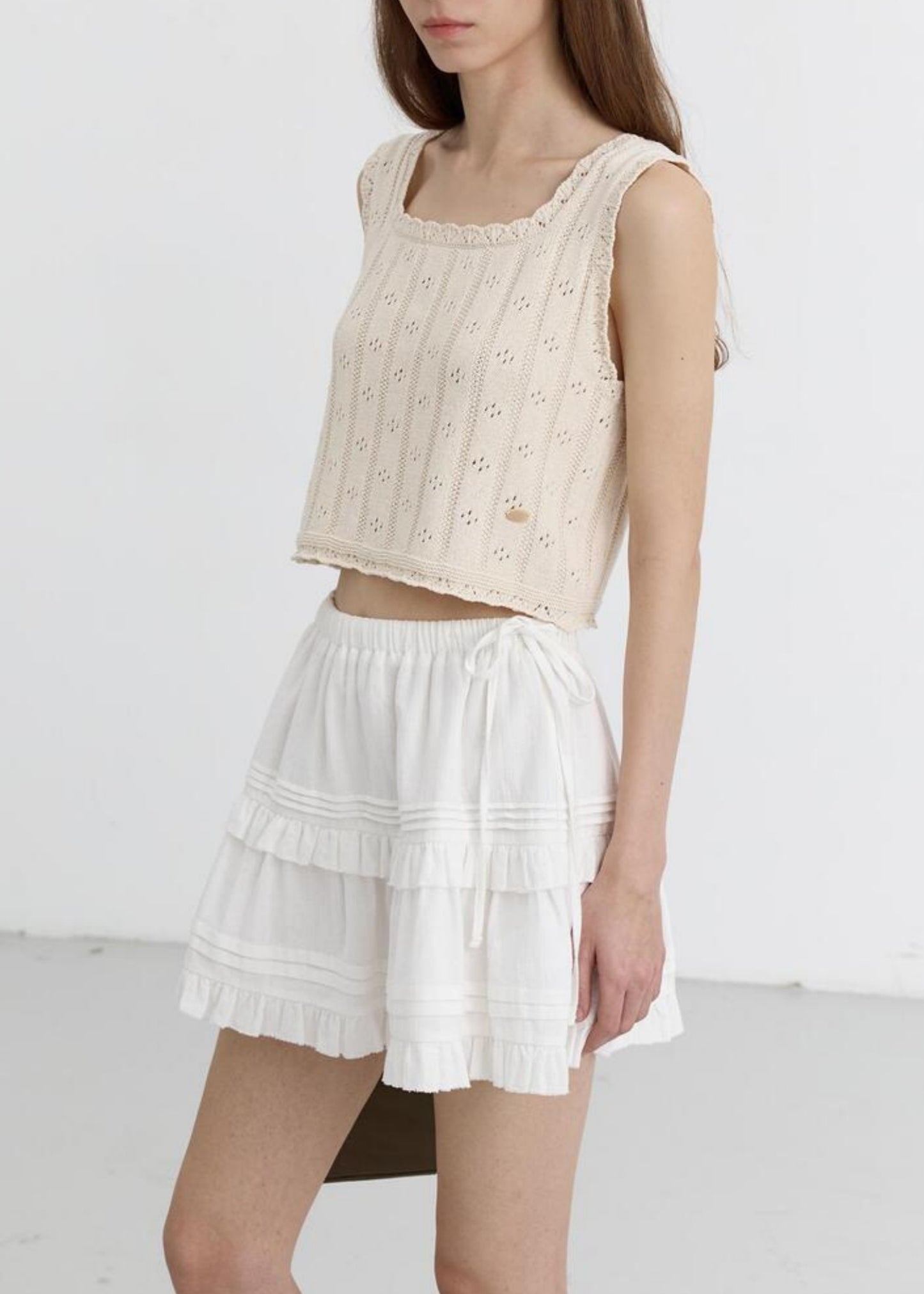 Shirring Ruffle Mini Skirt