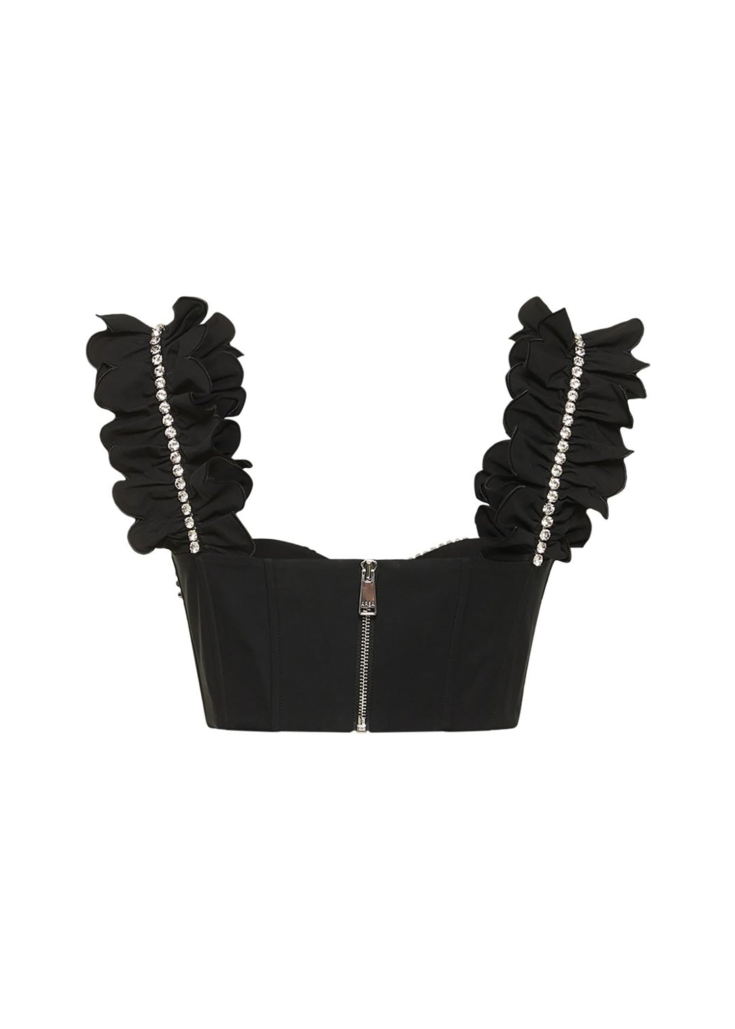 Embellished Poplin Ruffle Bustier