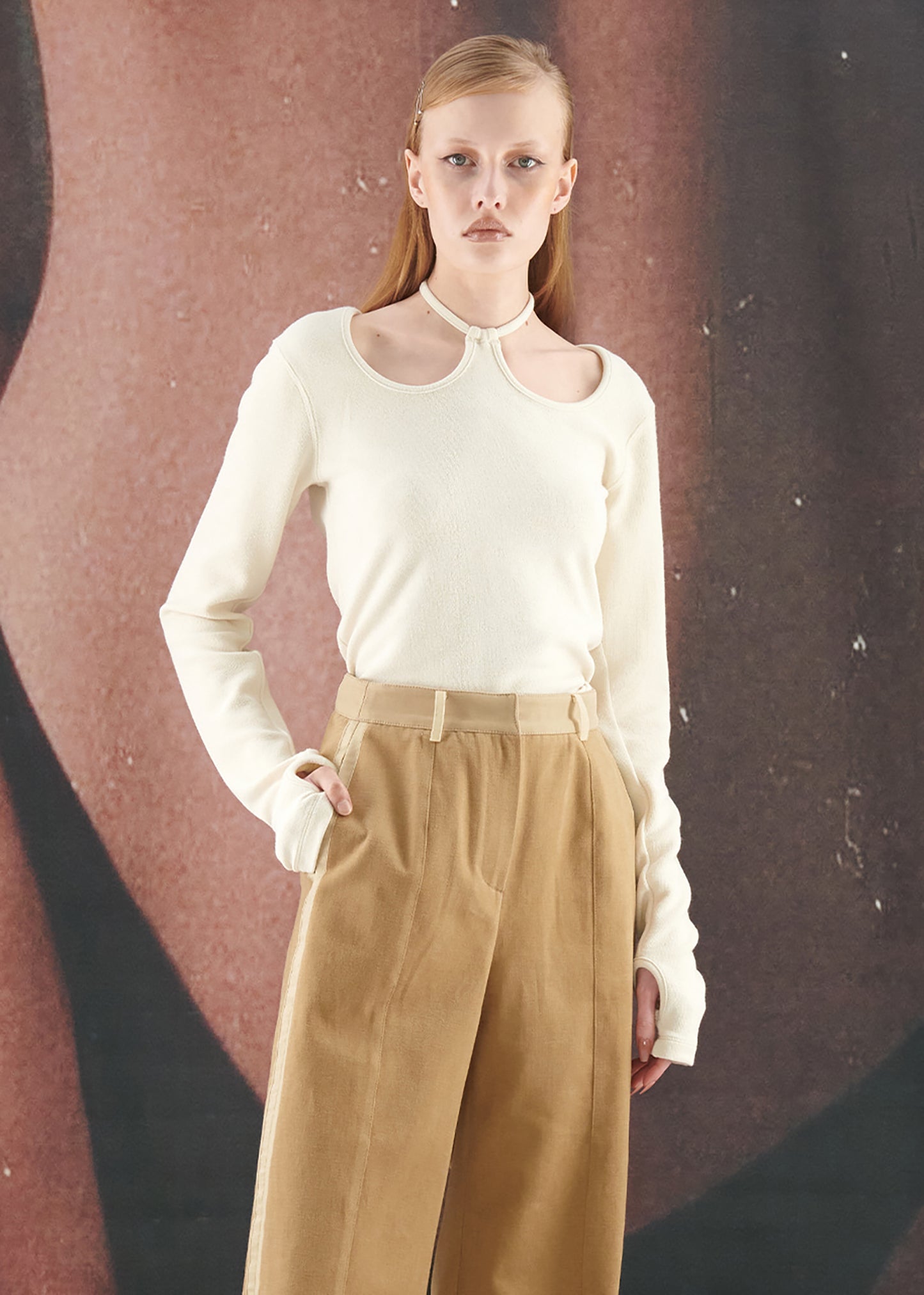 W-neck Jersey Top