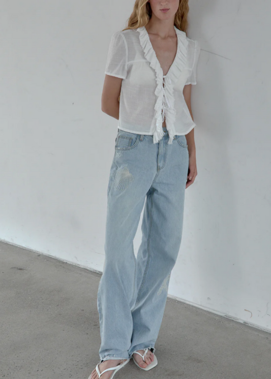 Cotton Ruffle Blouse
