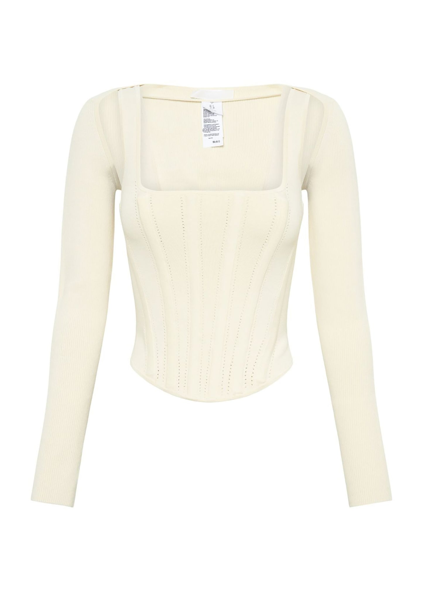 Pointelle Corset Long Sleeve Top
