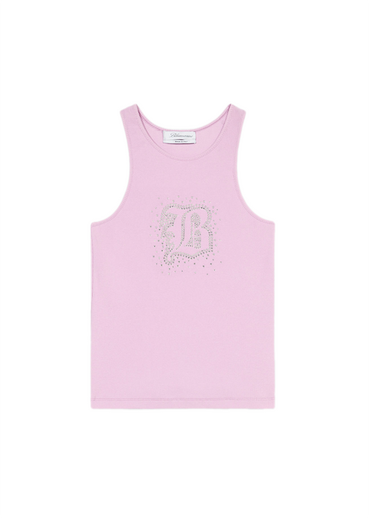 Tank Top With Embroidery Rhinestones