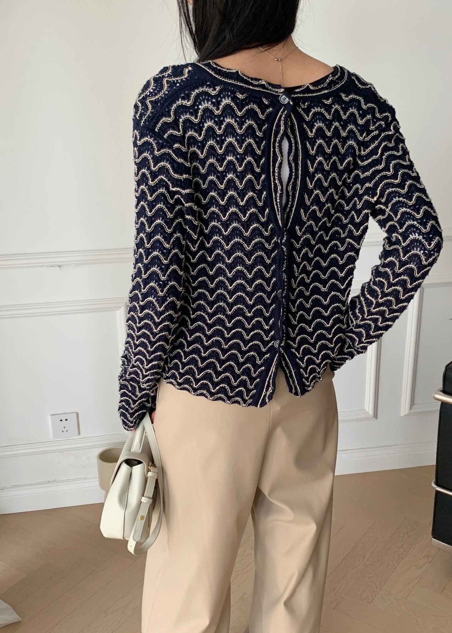 Yutani Lace Textured Knit Cardigan