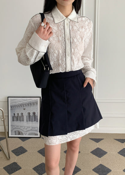 Yendel Mini Pleats Skirts With Lace Lining