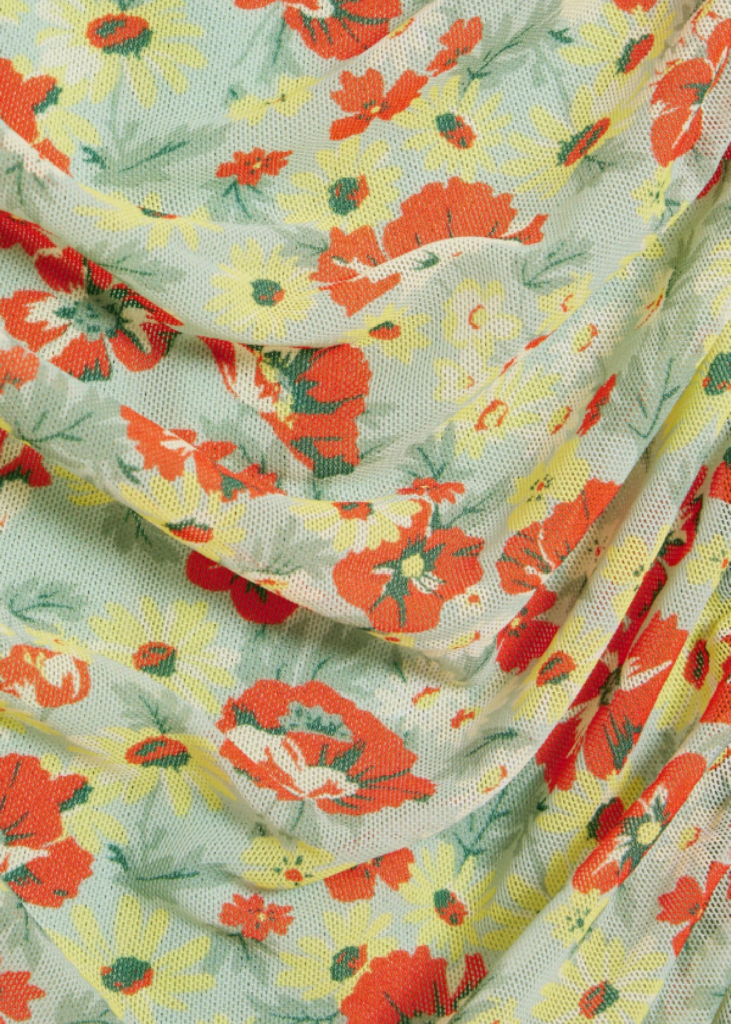 Printed Mesh O-neck Dress