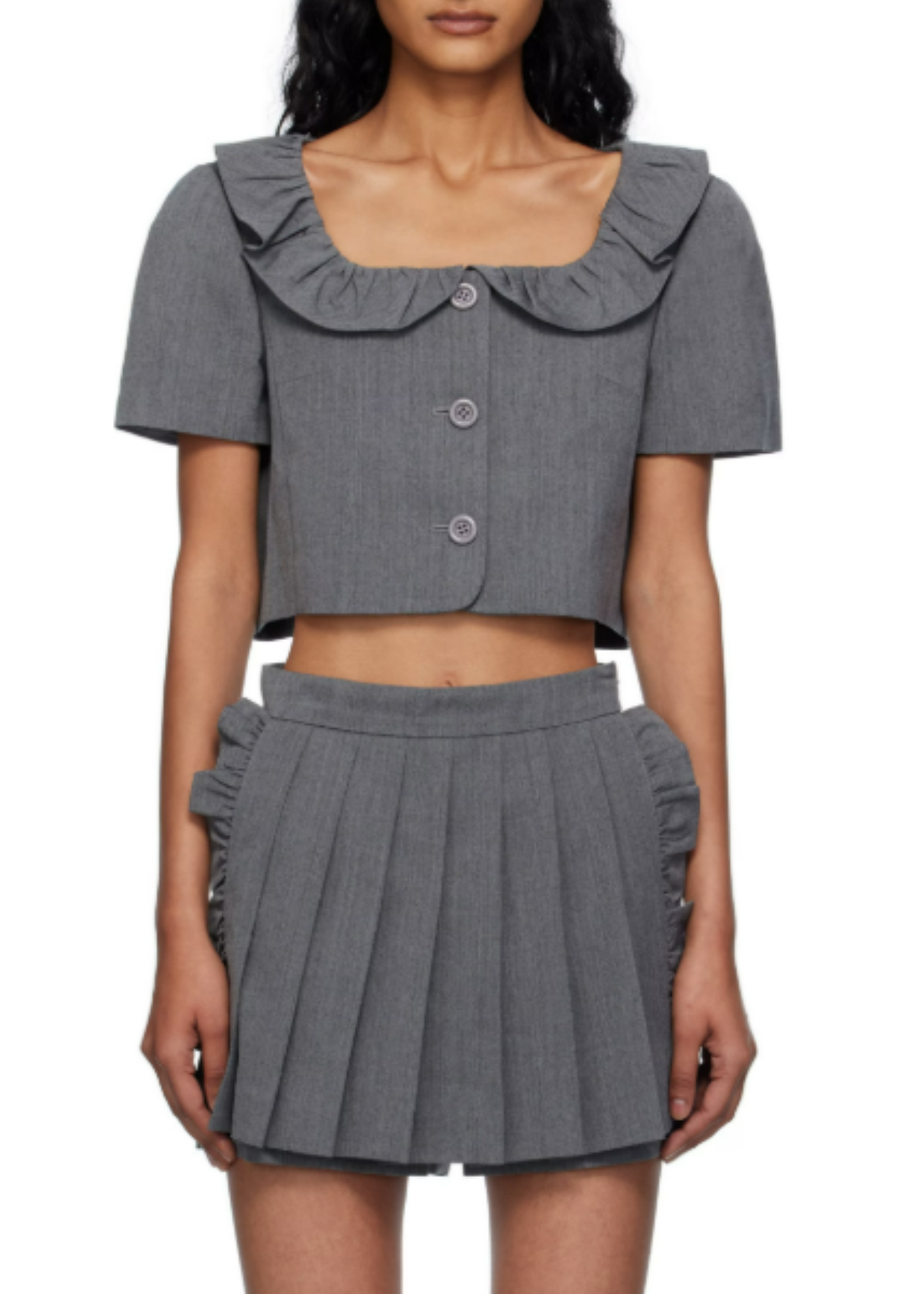 Frilled Neck Cropped Top
