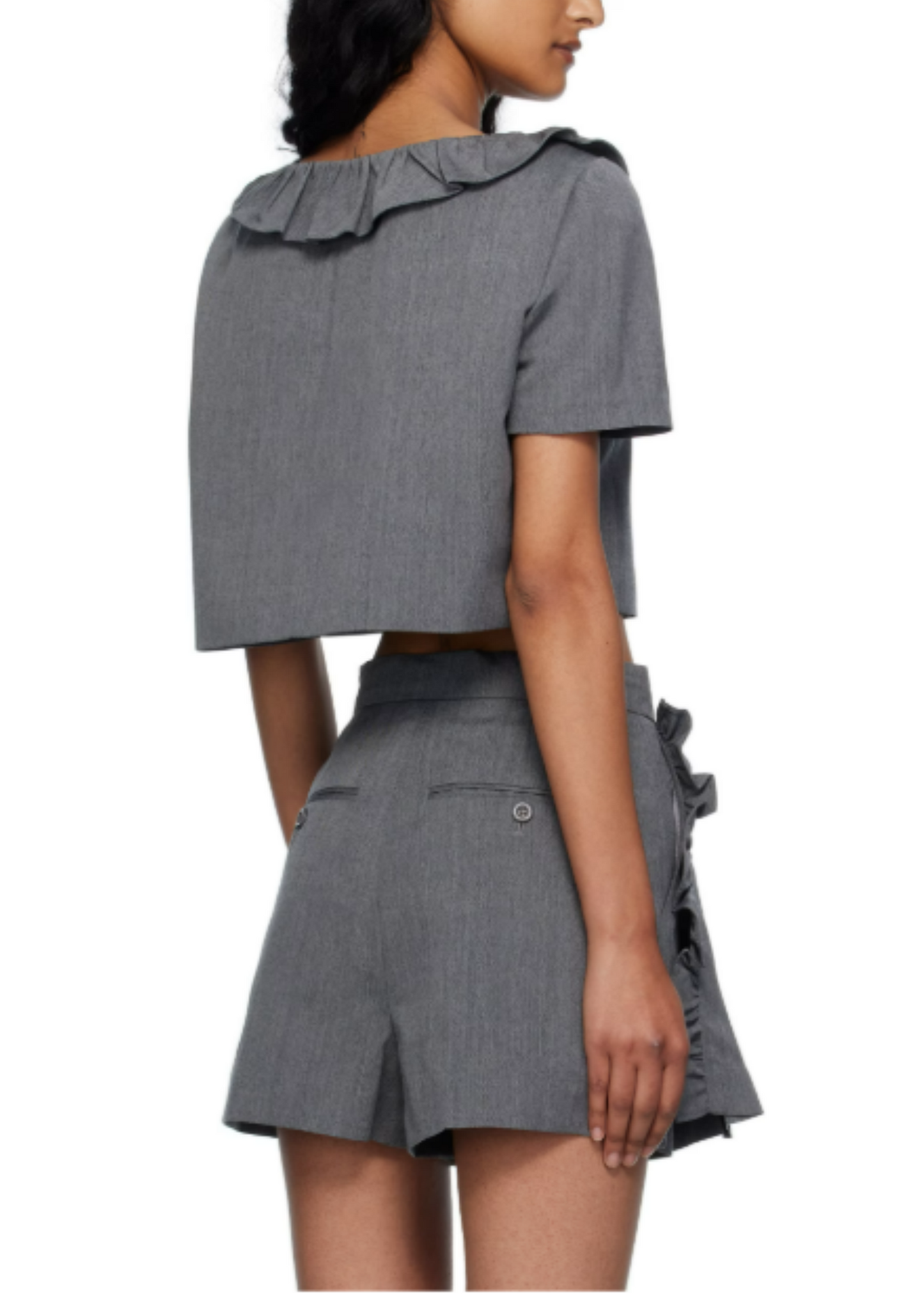 Frilled Neck Cropped Top