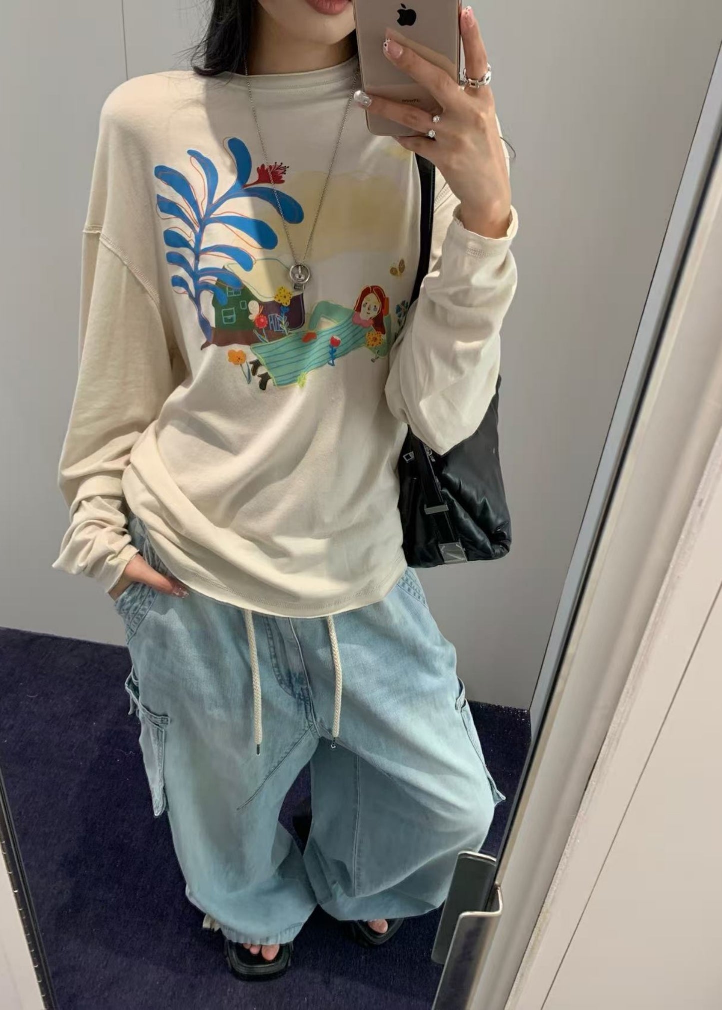 Transparent Print Long Sleeve Tee