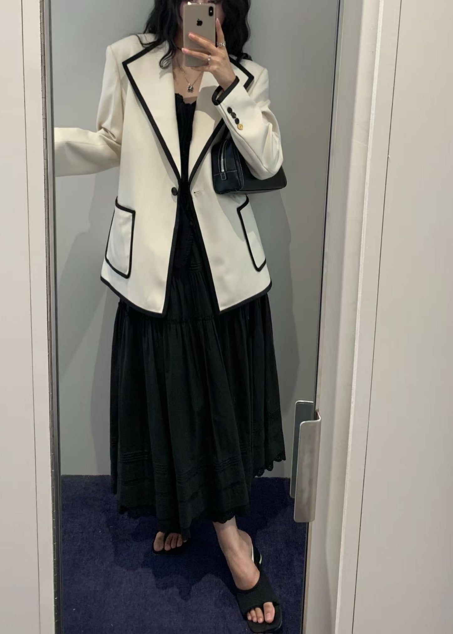 ZOVII Wide Collar Single-Button Jacket