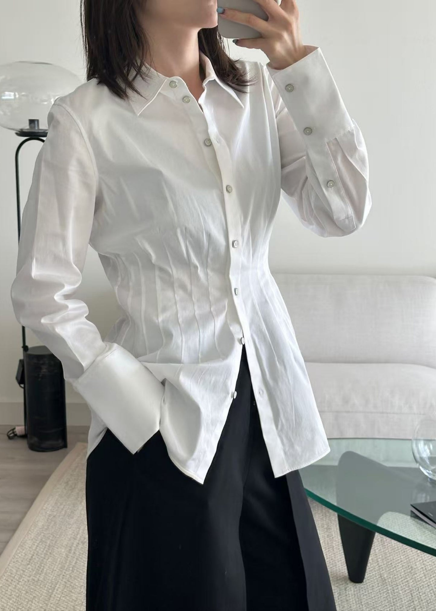 Darted Stretch Cotton Shirt