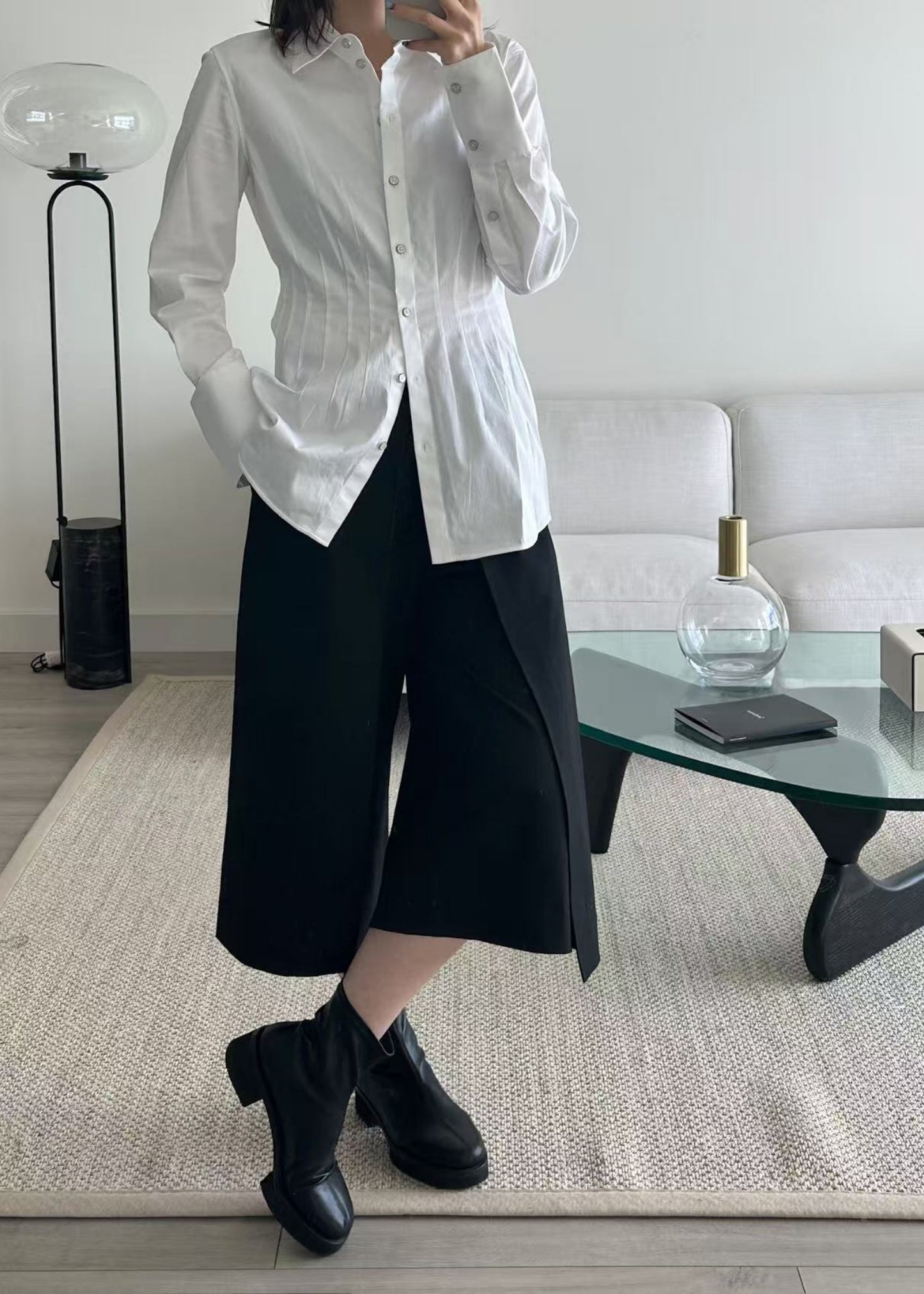 Darted Stretch Cotton Shirt