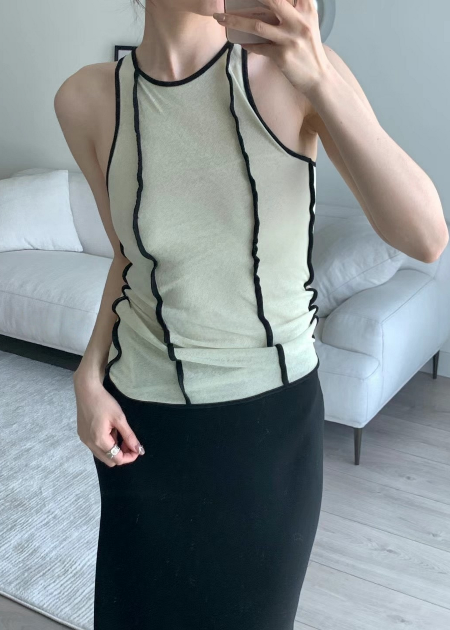 ENNA Patchwork Mesh-jersey Tank Top