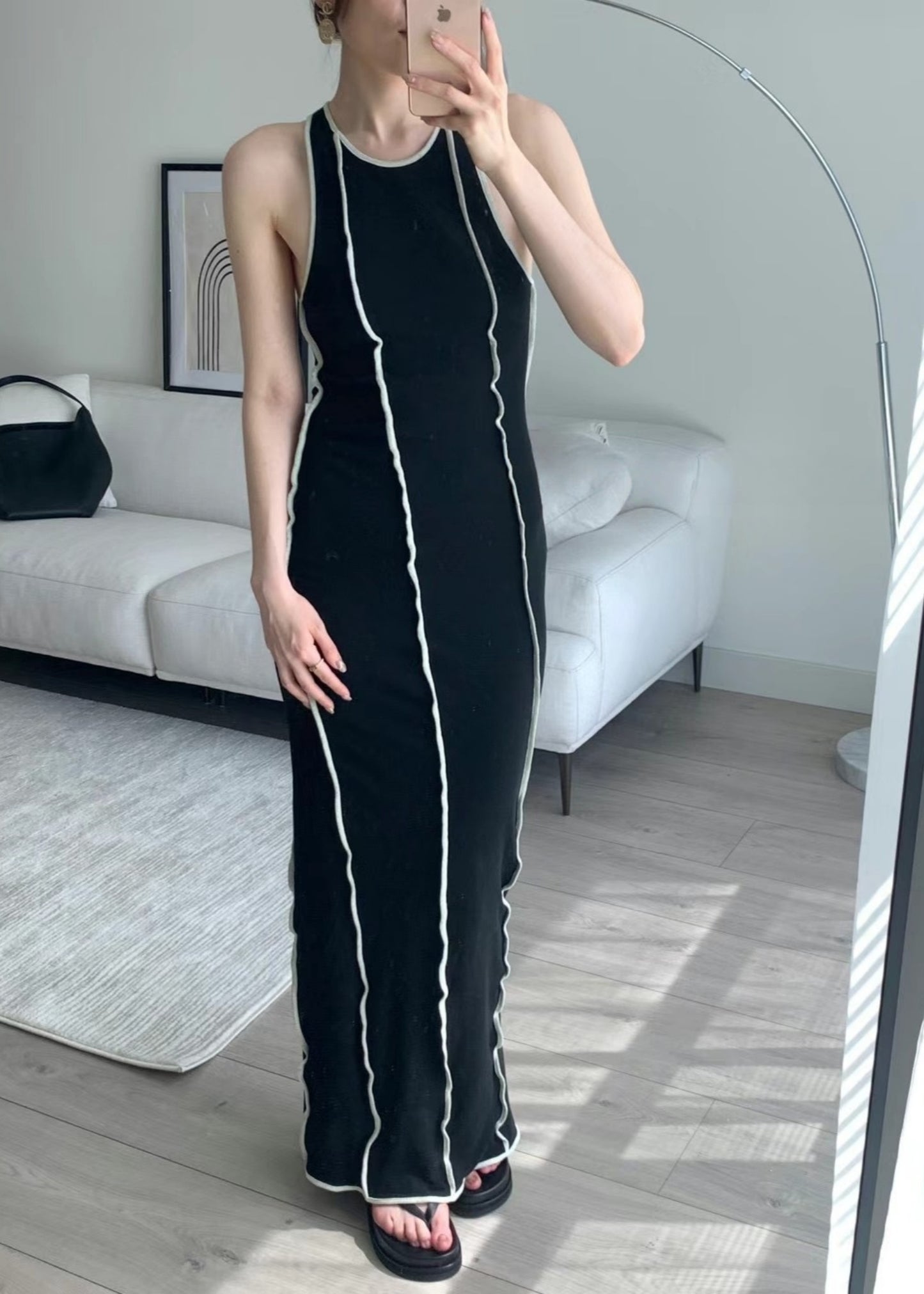 WANDA Patchwork Mesh-Jersey Midi Dress