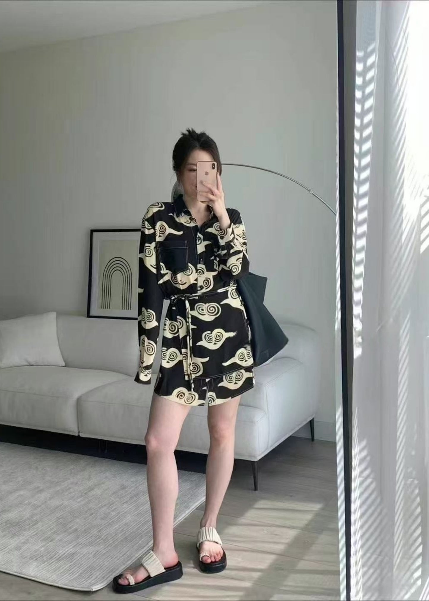 METTA Printed Crepe Shirt Dress