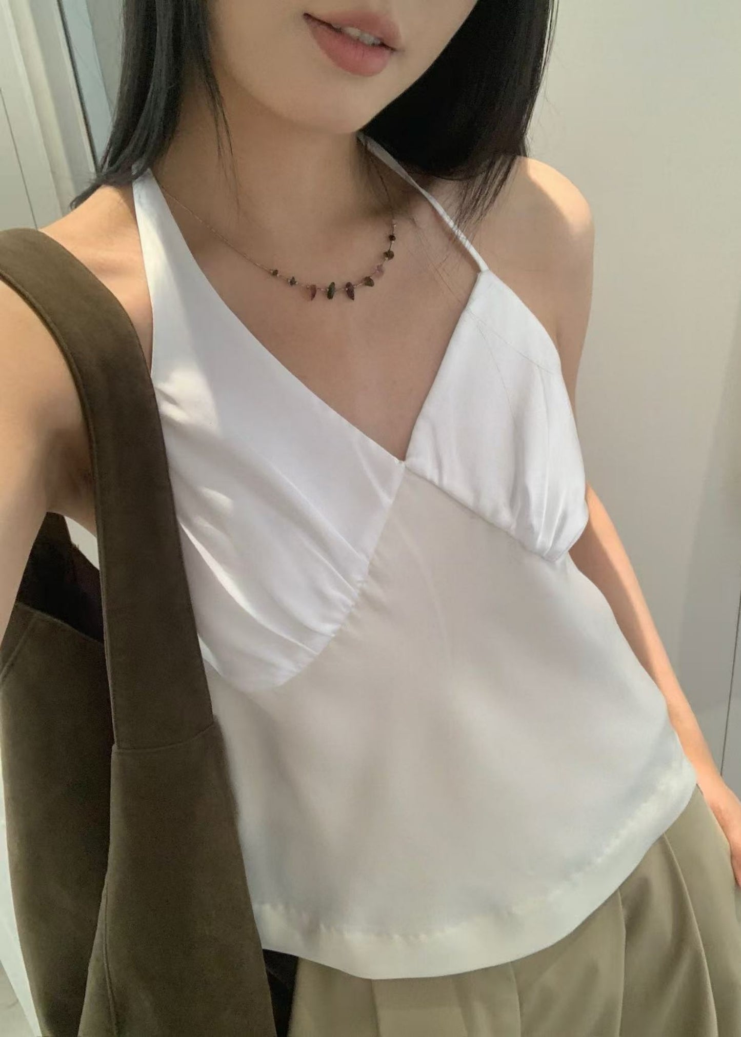Satin Shirring Halter Top