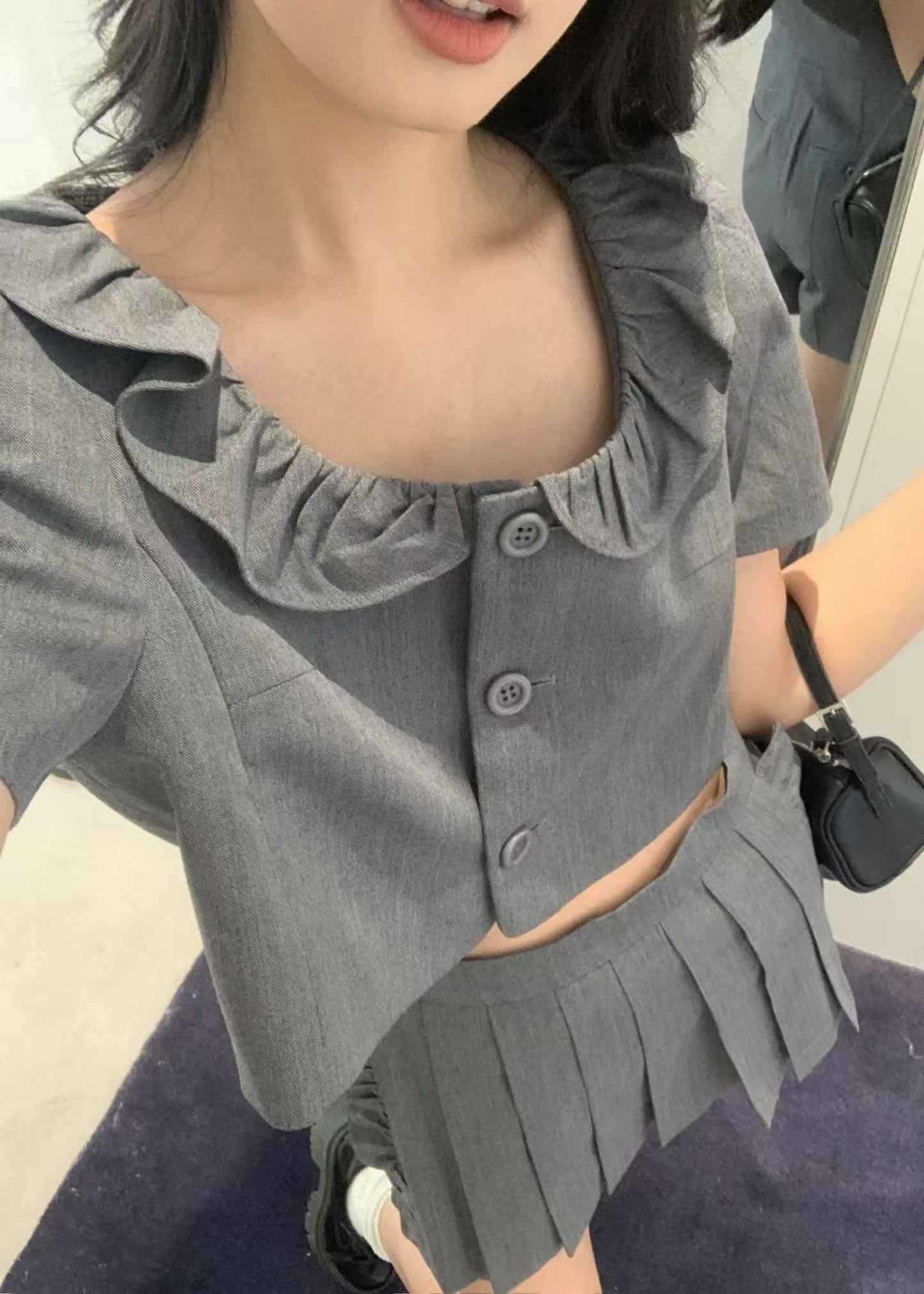 Frilled Neck Cropped Top