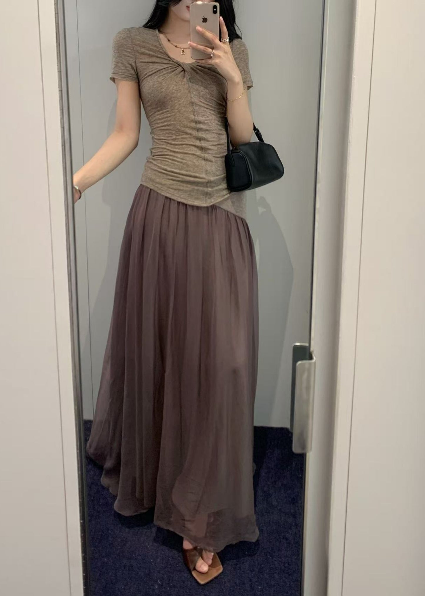 Silk Flared Midi Skirt
