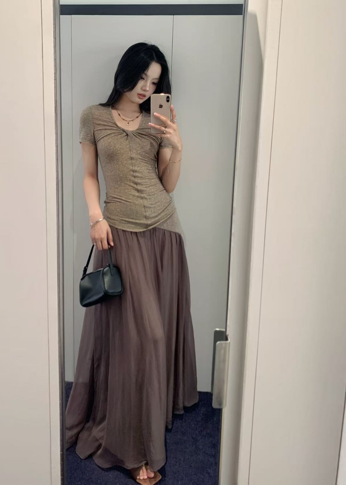 Silk Flared Midi Skirt