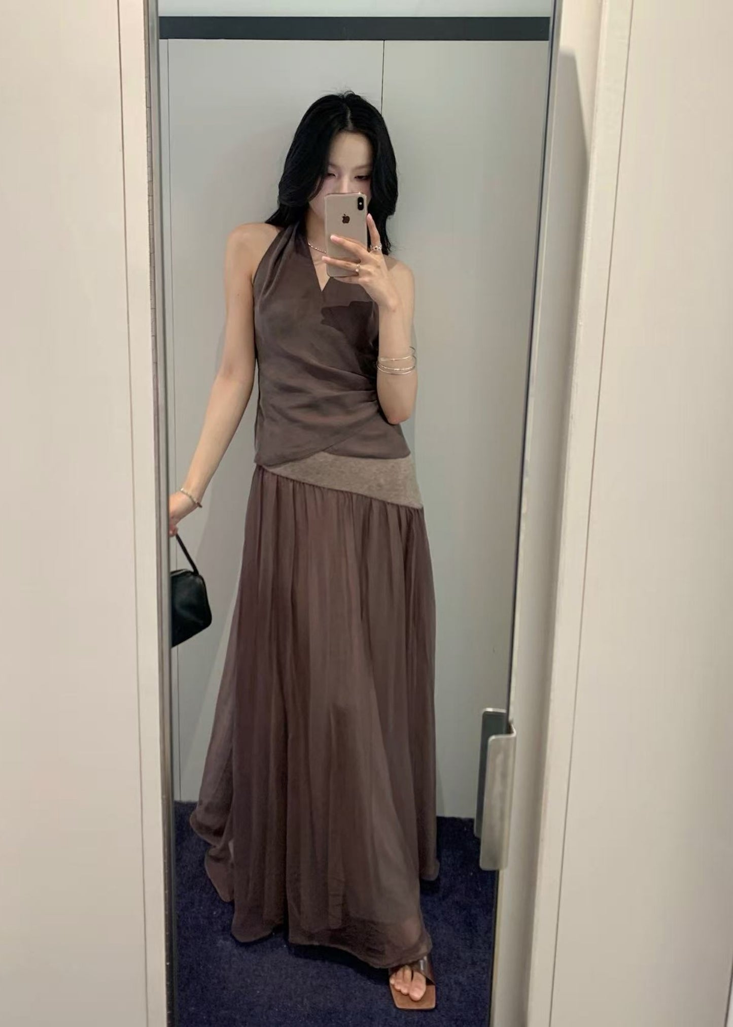 Silk Flared Midi Skirt