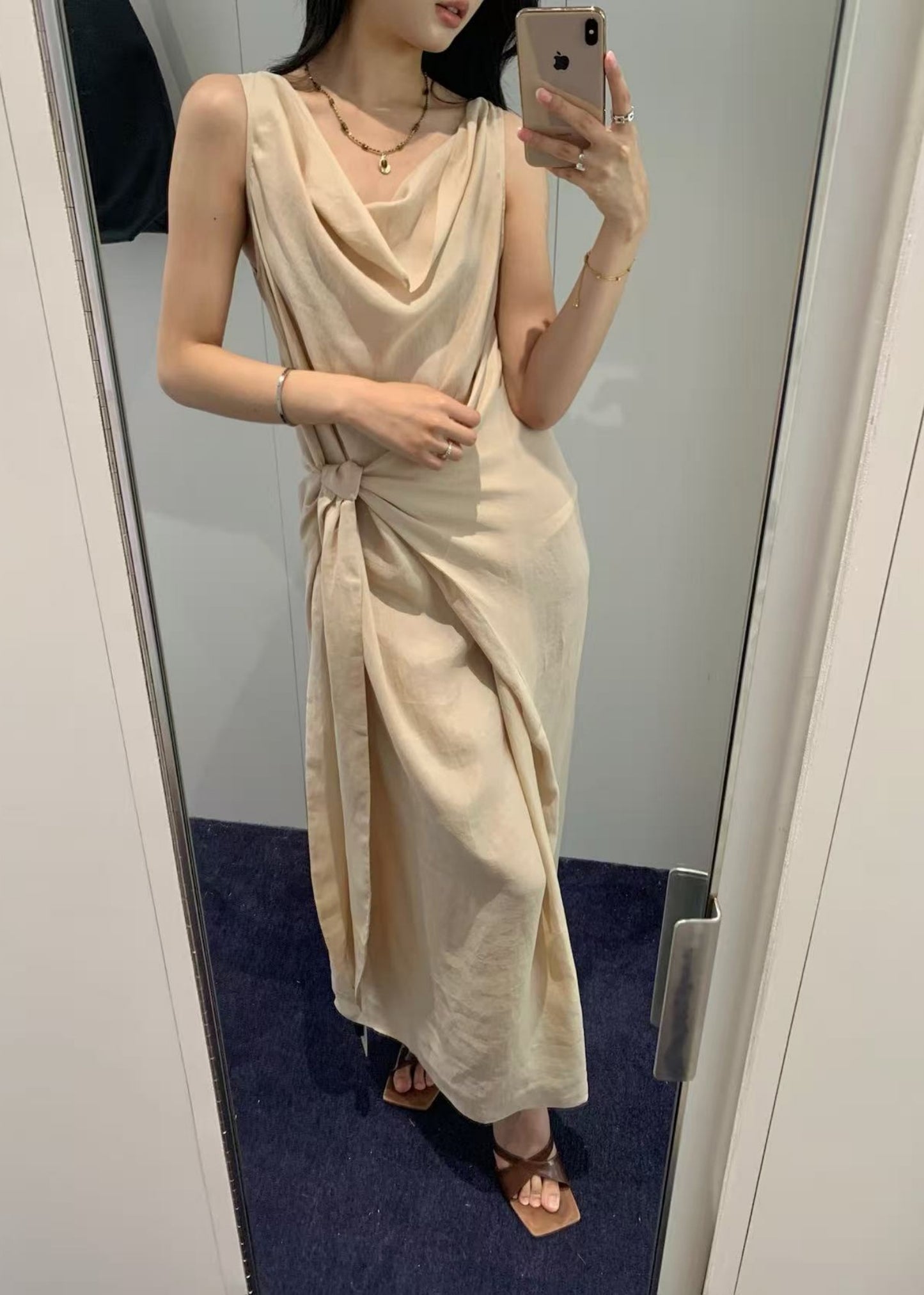 Draped Tie-front Dress