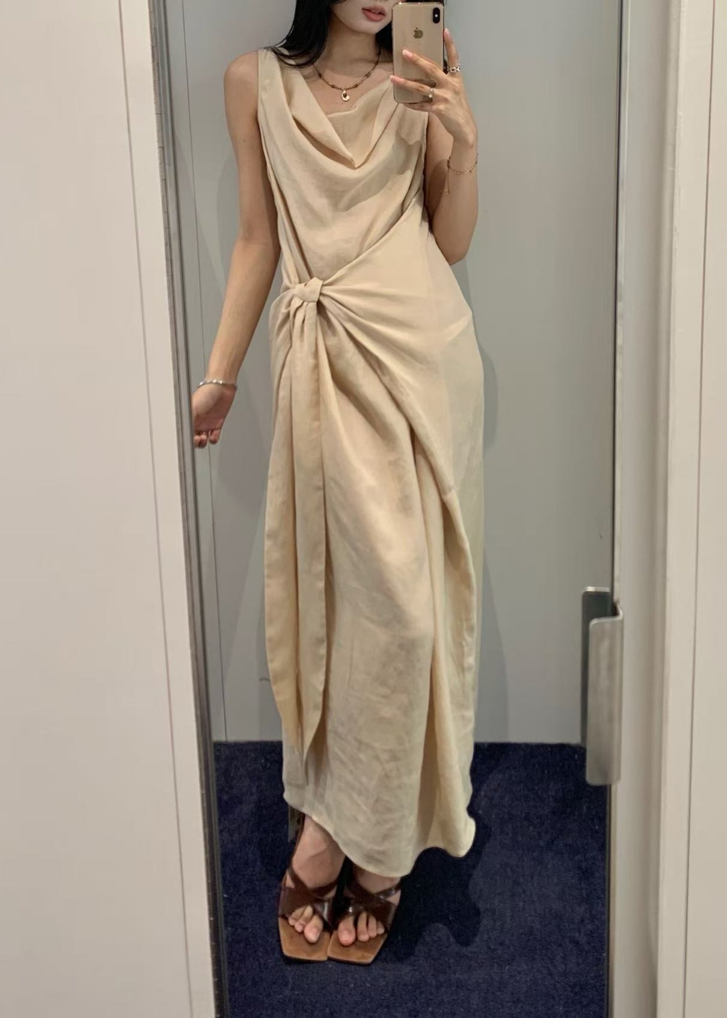 Draped Tie-front Dress