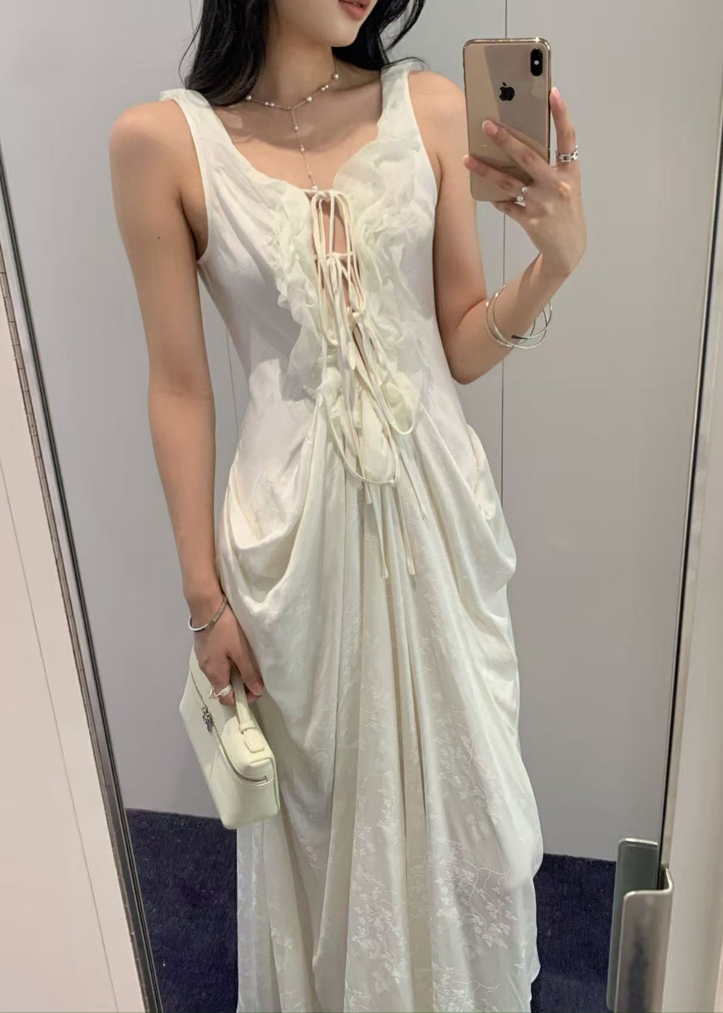 Draped Tie-Front Dress
