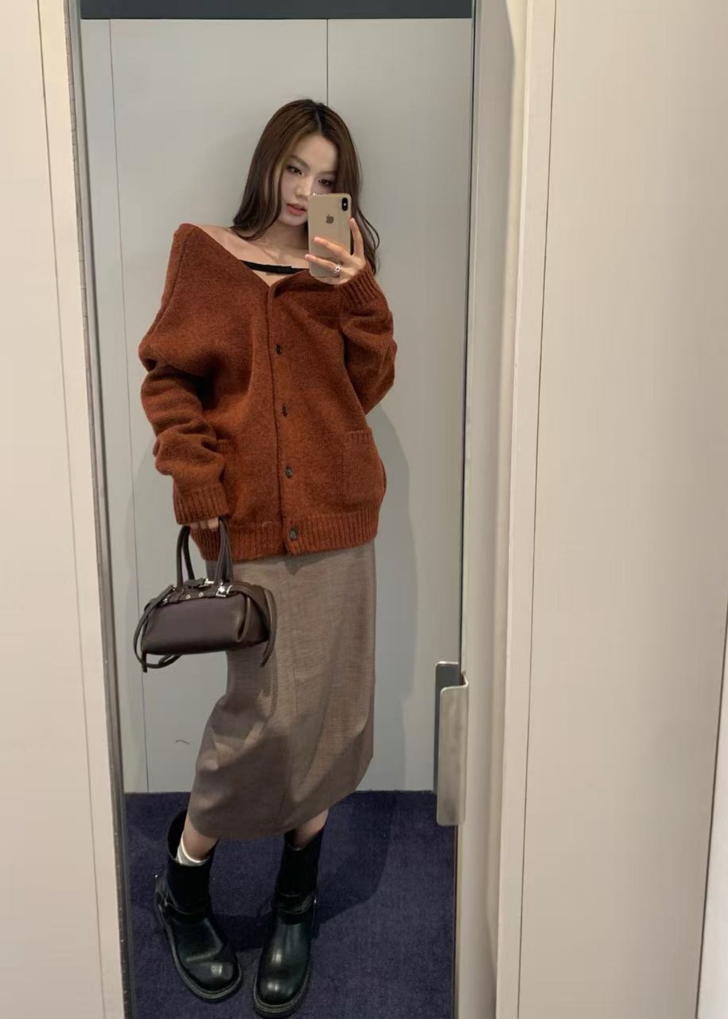 Check Front Tucked Skirt