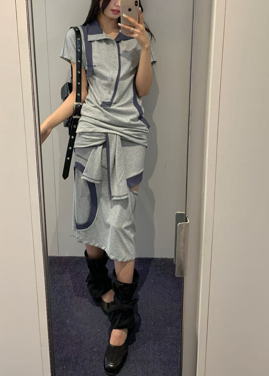Color Block Panel Cutout Skirt