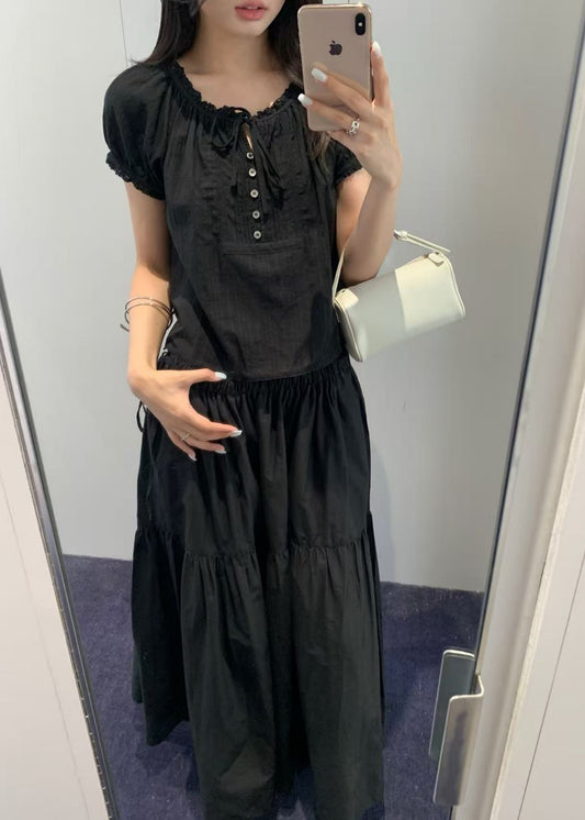 Ribboned Shirring Blouse