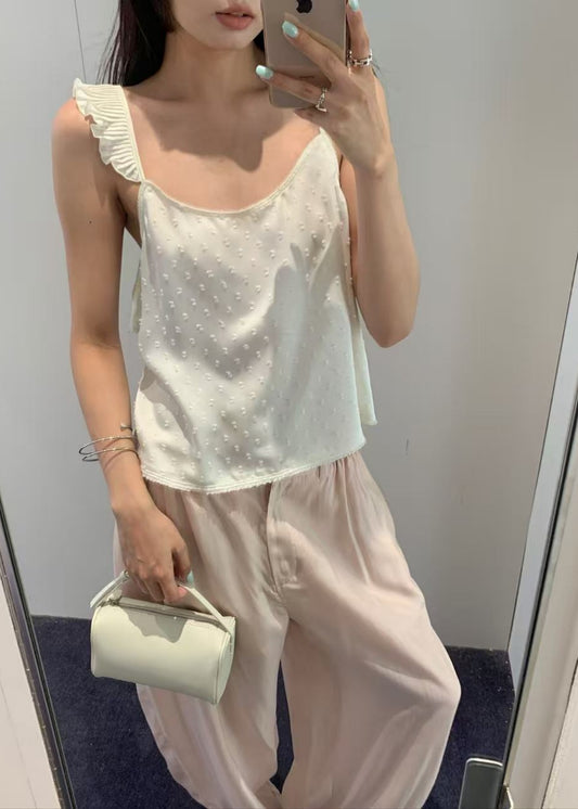 Textured Ruffle Strap Cami Top