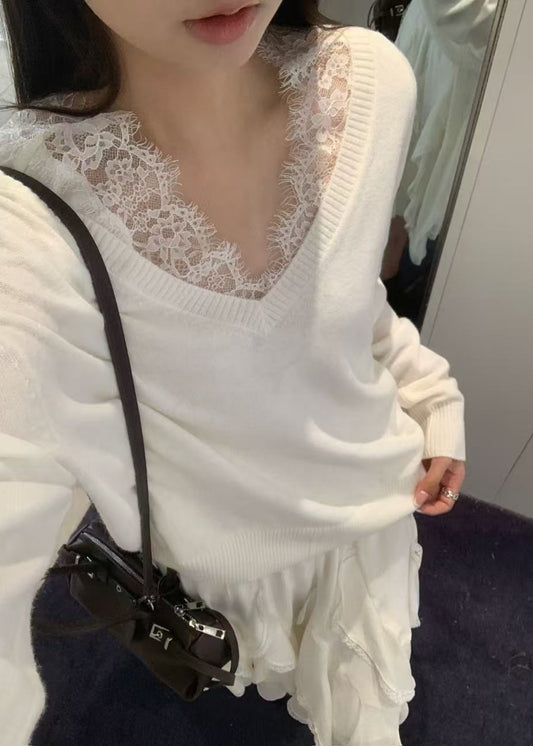 Asymmetric Lace Scarf T-shirt