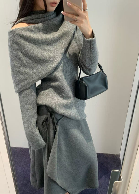 Draped Off-Shoulder Knit