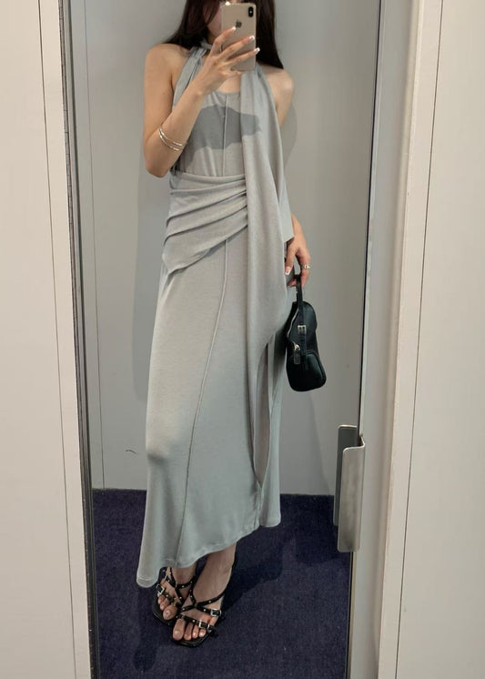 Halter Draped Wrap Dress