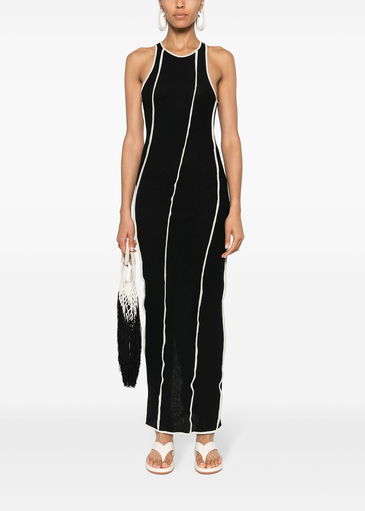 WANDA Patchwork Mesh-Jersey Midi Dress