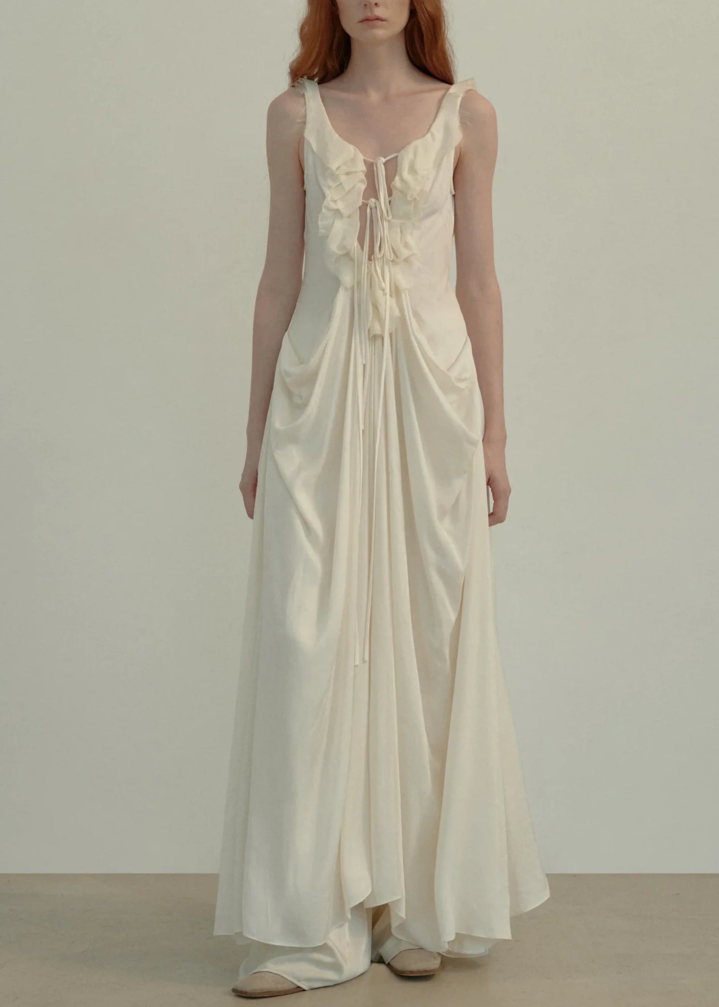 Draped Tie-Front Dress
