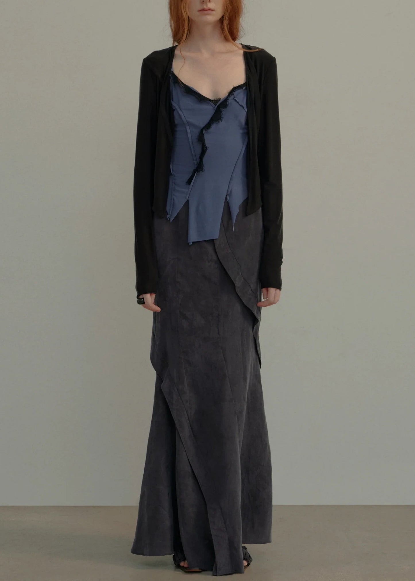 Knit Panel Short Cardigan
