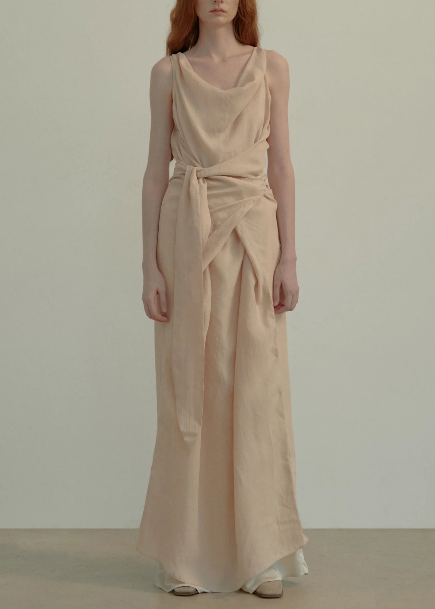 Draped Tie-front Dress