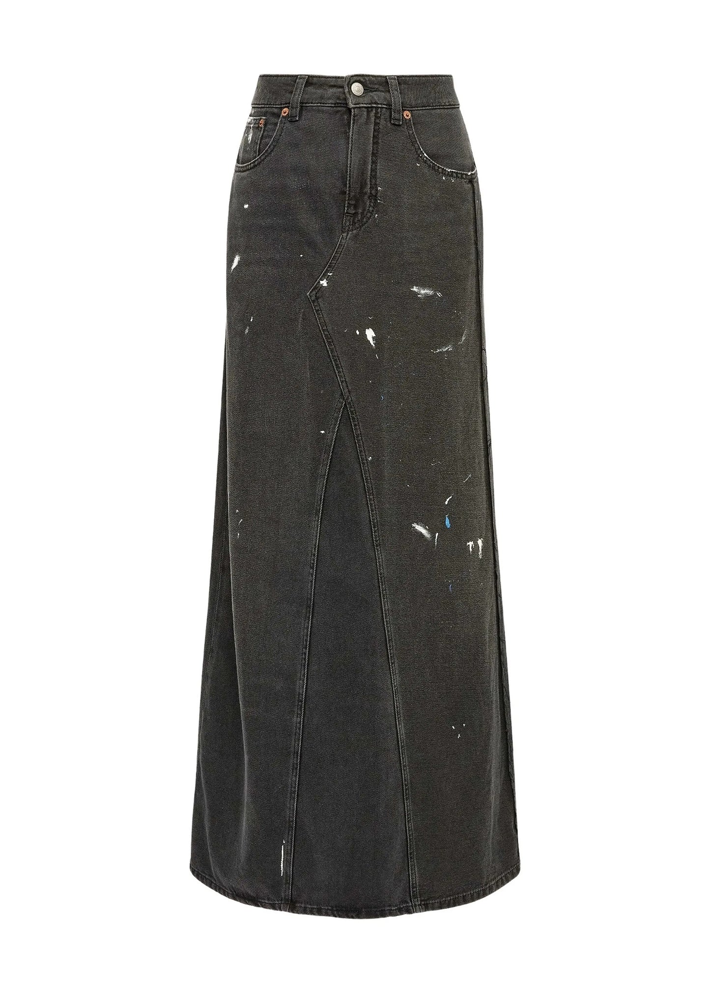 Paint-splatter Denim Skirt