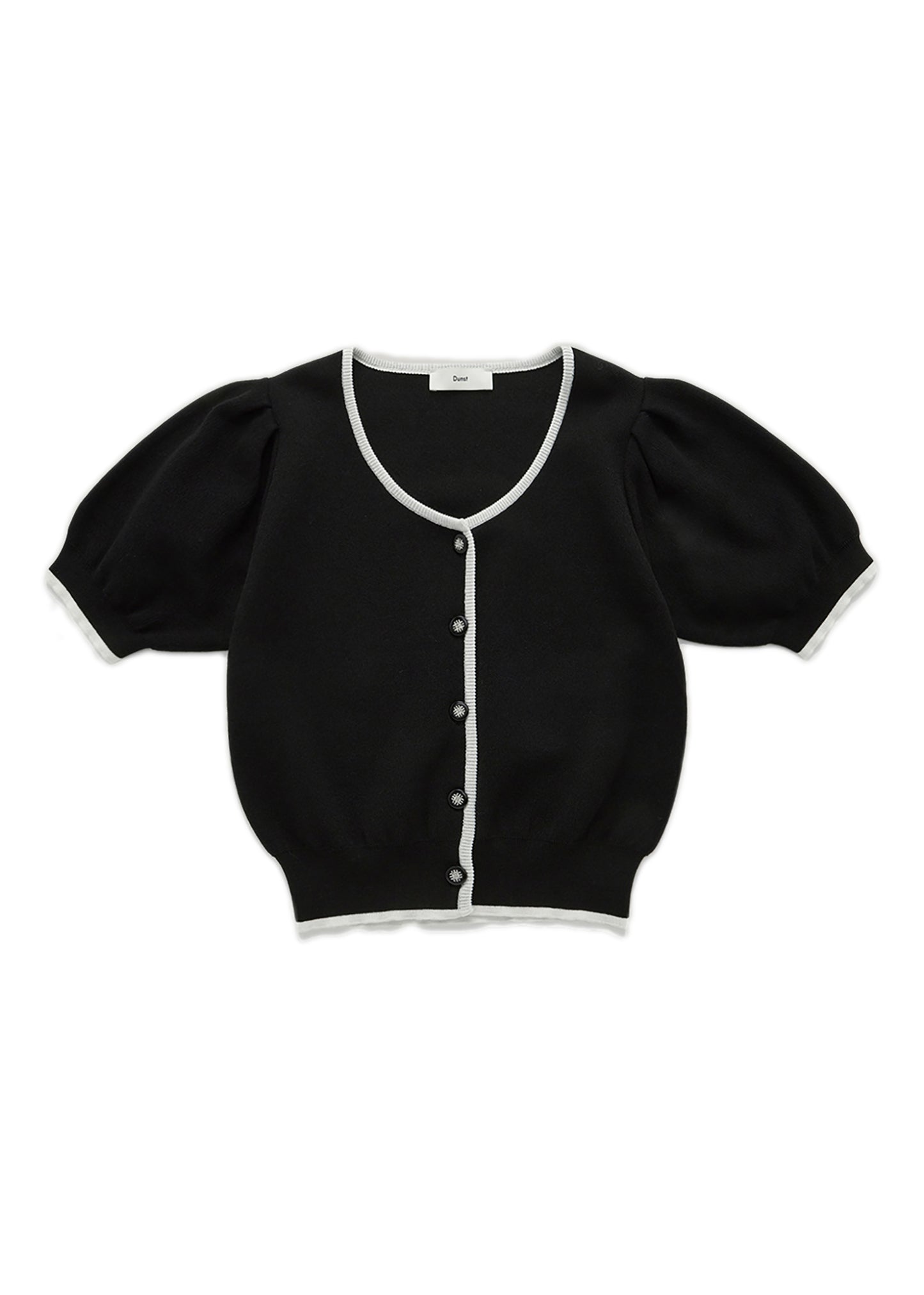 Scoop Neck Puff Sleeve Cardigan