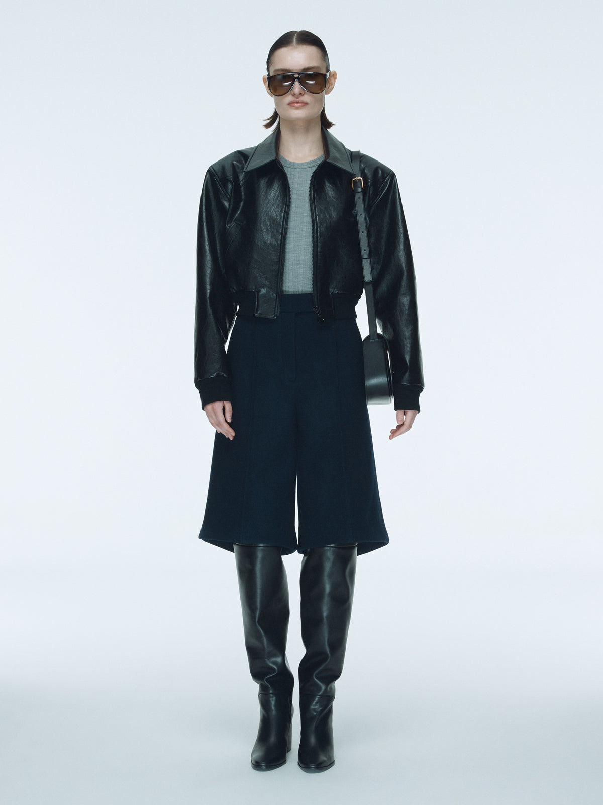 Lyon Faux Leather Crop Jumper