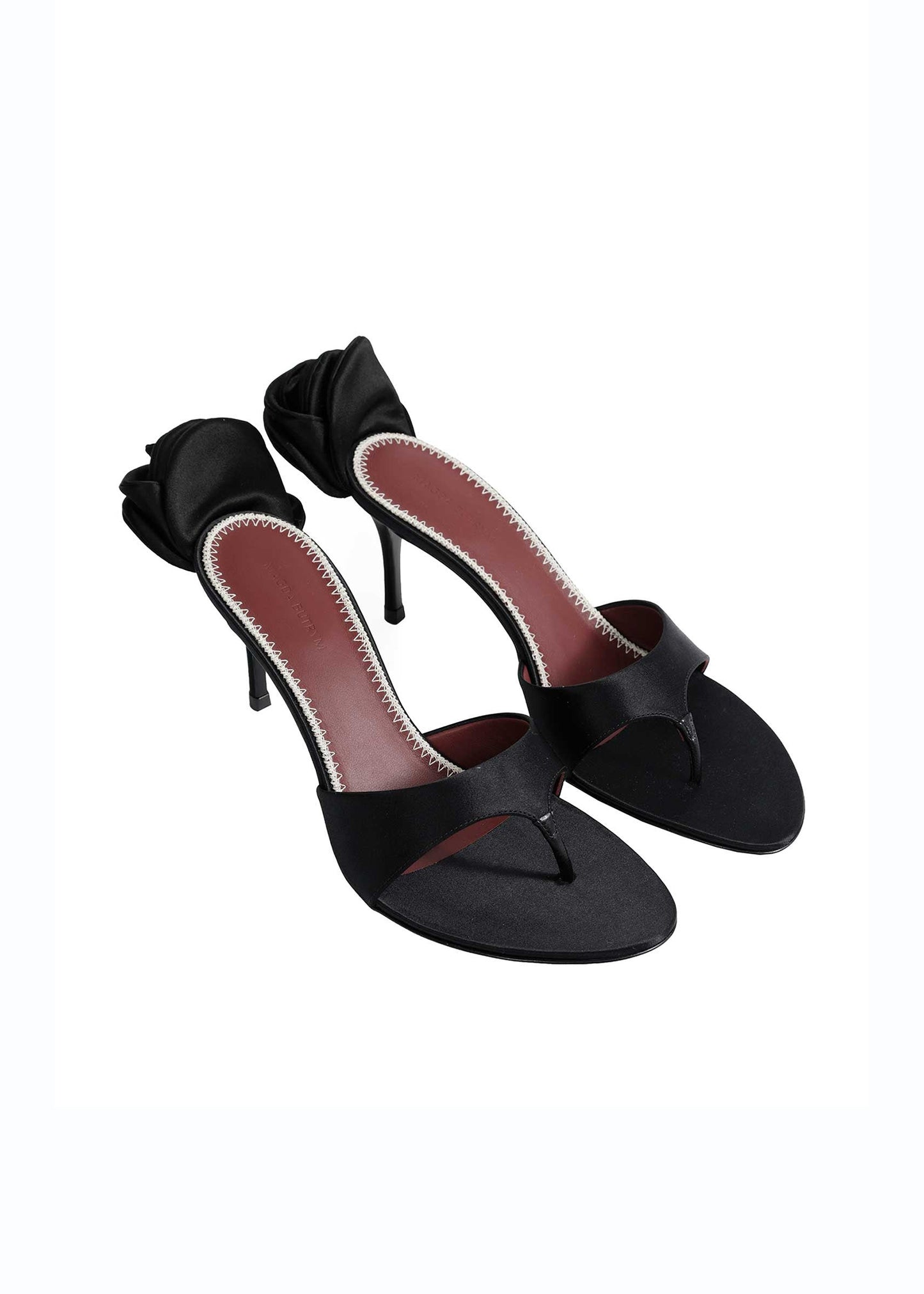 Satin Thong Sandals With Flower