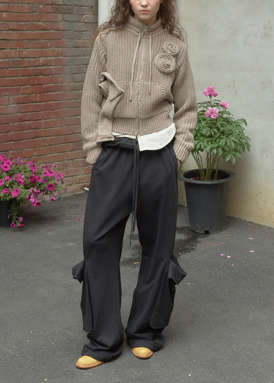 Appliqué Knit Zipup Jacket