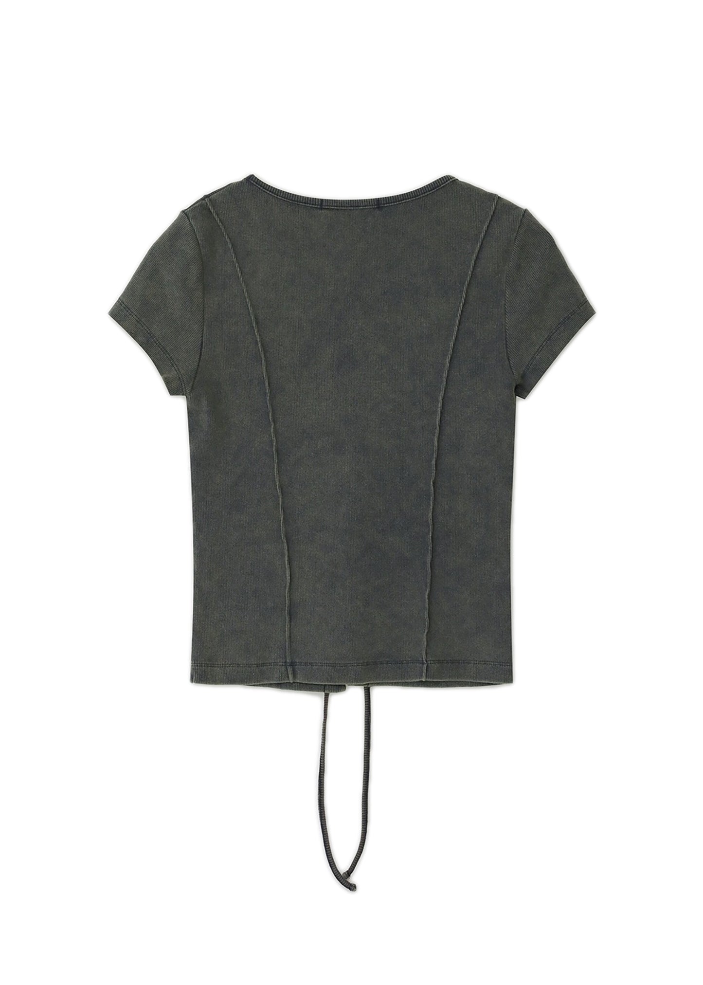 Cut Out Lace-up Washing Half Sleeve Top