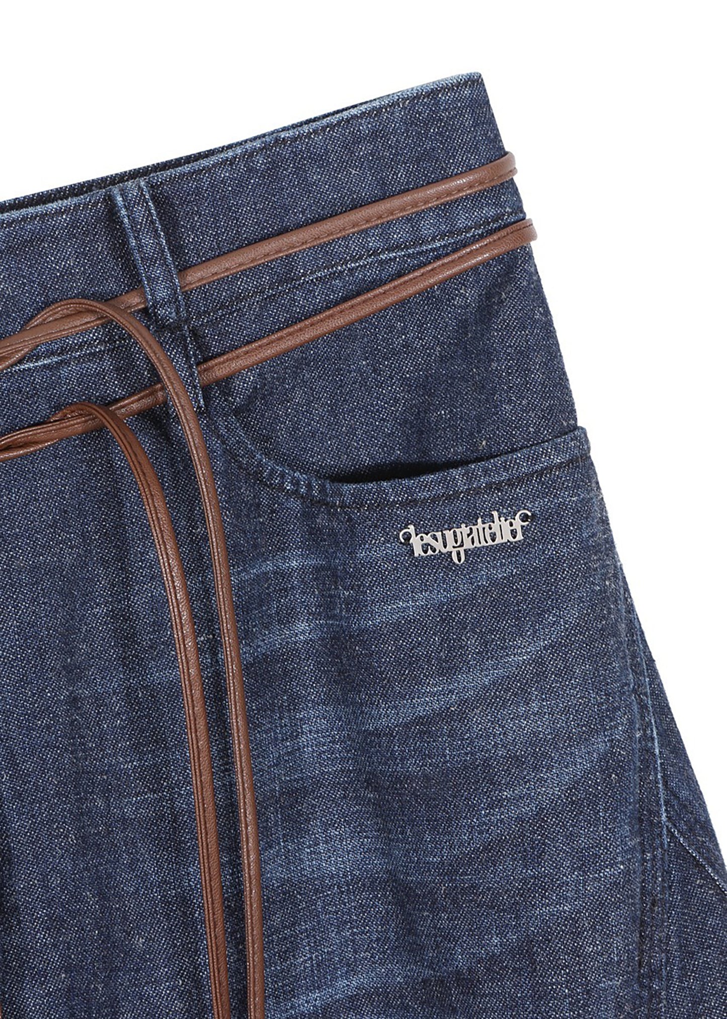 Drape Maxi Denim Skirt