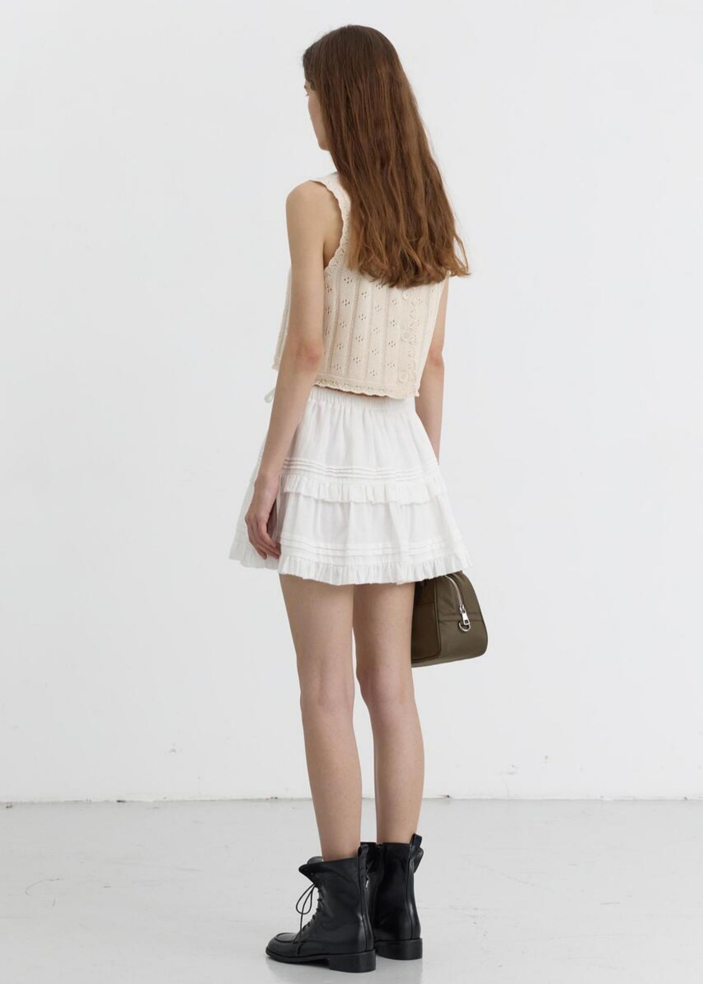 Shirring Ruffle Mini Skirt