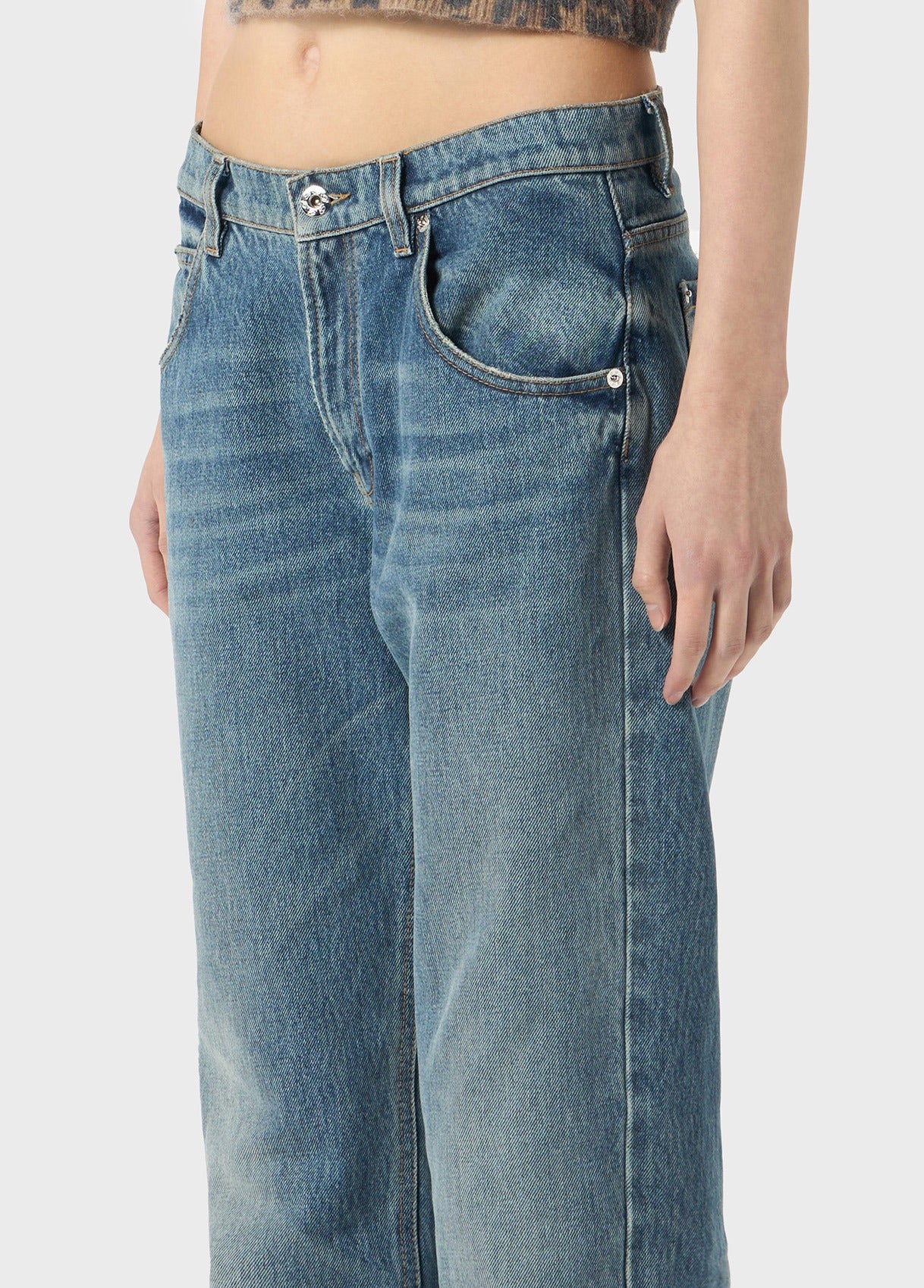Straight Leg Jeans With Logo Print
