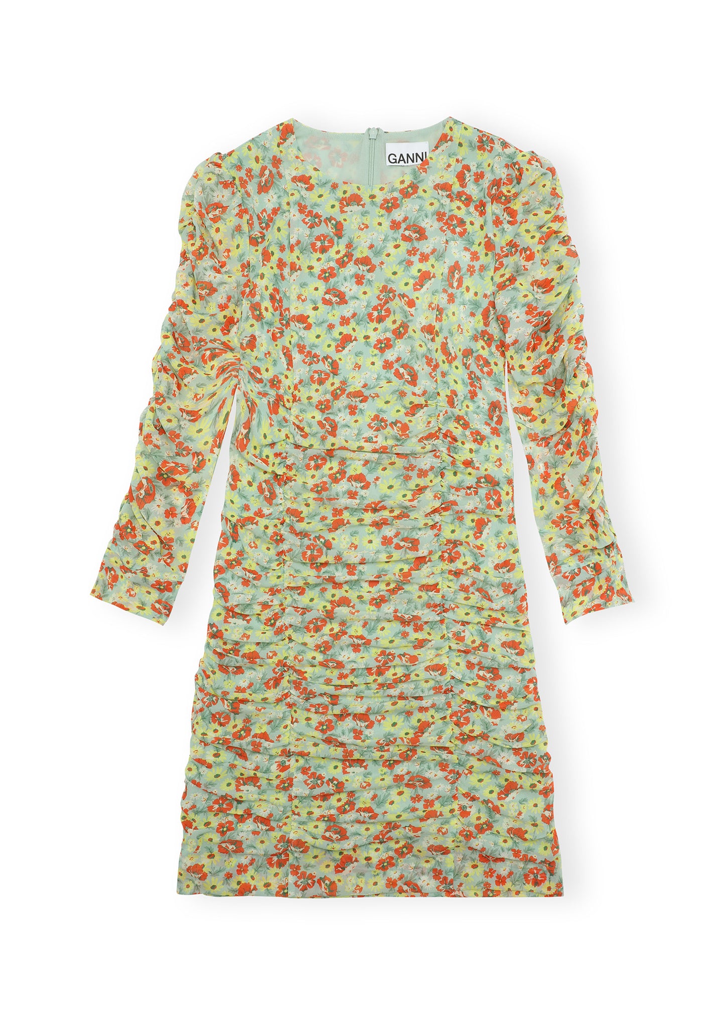 Printed Mesh O-neck Dress