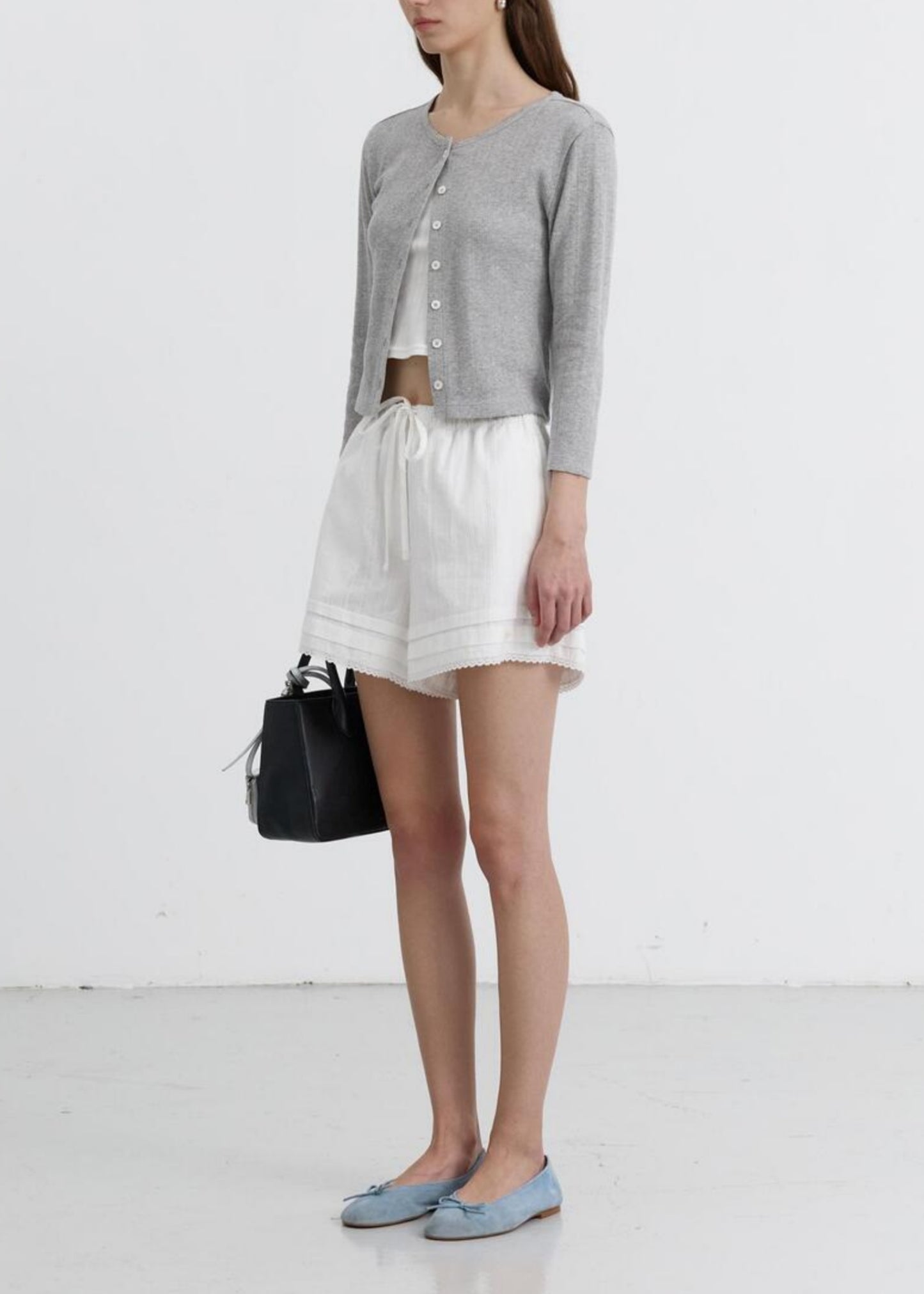 Pointelle Crewneck Cardigan