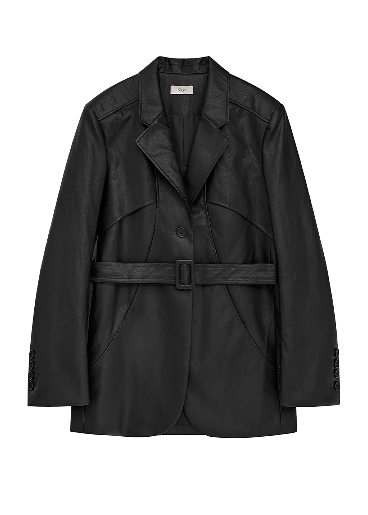 Belted Leather Blazer