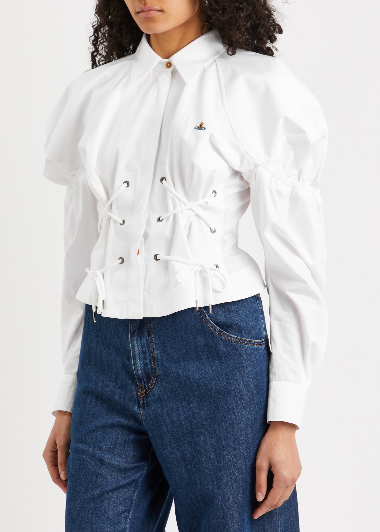 Gexy Lace-up Cotton Shirt